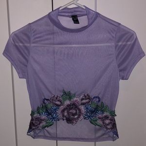 Mesh Rose Crop Top